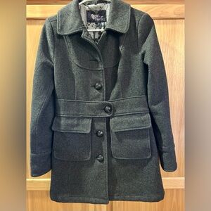 Women’s Buffalo by David Bitton Wool Blend Charcoal Pea Coat